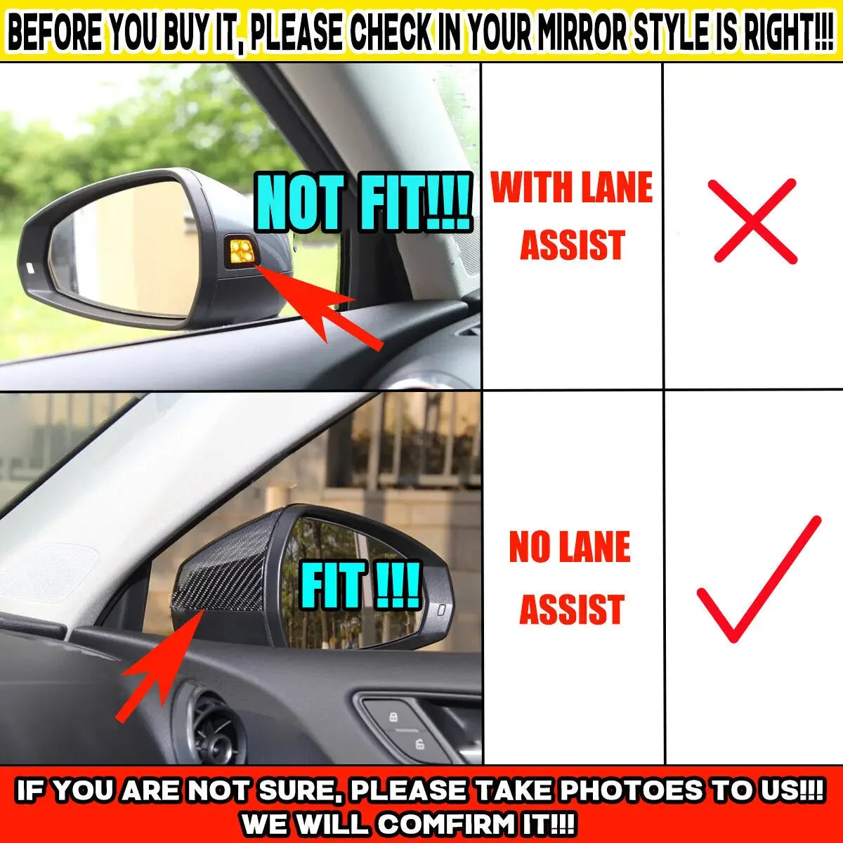 CF Car Rearview Side Mirror Cover Wing Cap Exterior Door Rear View Case Trim Auto