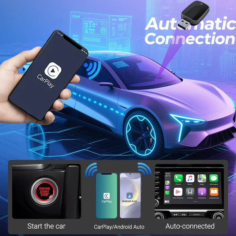 XUDA 2in1 AI Box Mini Adapter Wired to Wireless Carplay & Android