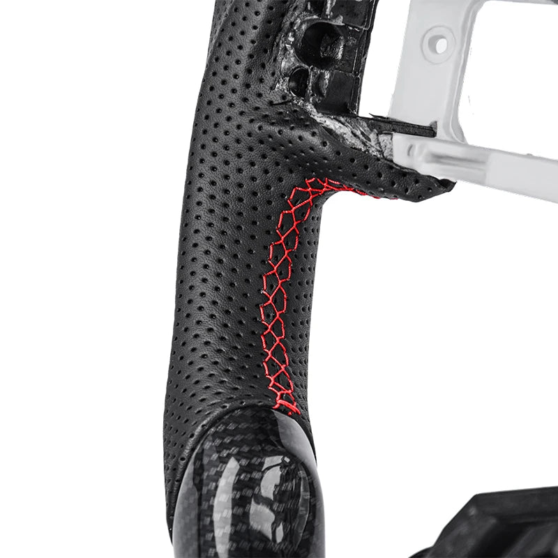 Hydro-Dip Carbon Fiber Steering Wheel Perforated Leather Racing Wheel