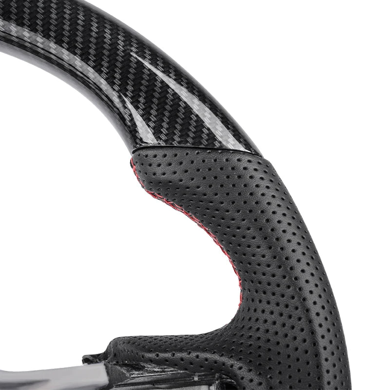 Hydro-Dip Carbon Fiber Steering Wheel Perforated Leather Racing Wheel